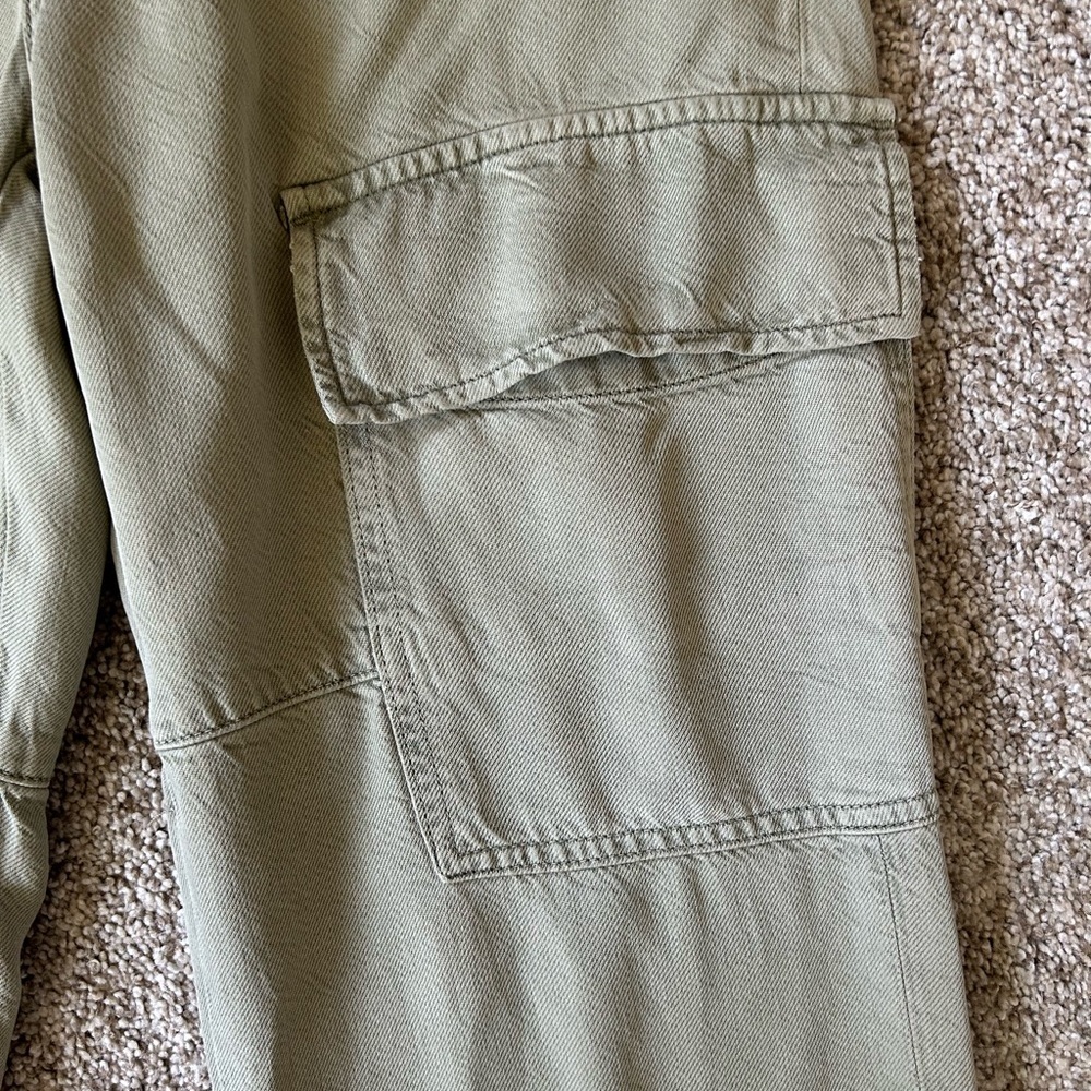 AG Los Angeles Knoxx Cargo High Rise Baggy Boyfriend green pants. Grunge utility - Picture 8 of 16
